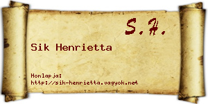 Sik Henrietta névjegykártya